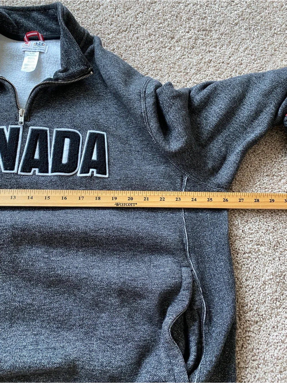 London 2012 Olympic Team Canada HBC 1/4 Zip Sweatshirt Mens XL Heather Black - Picture 10 of 11